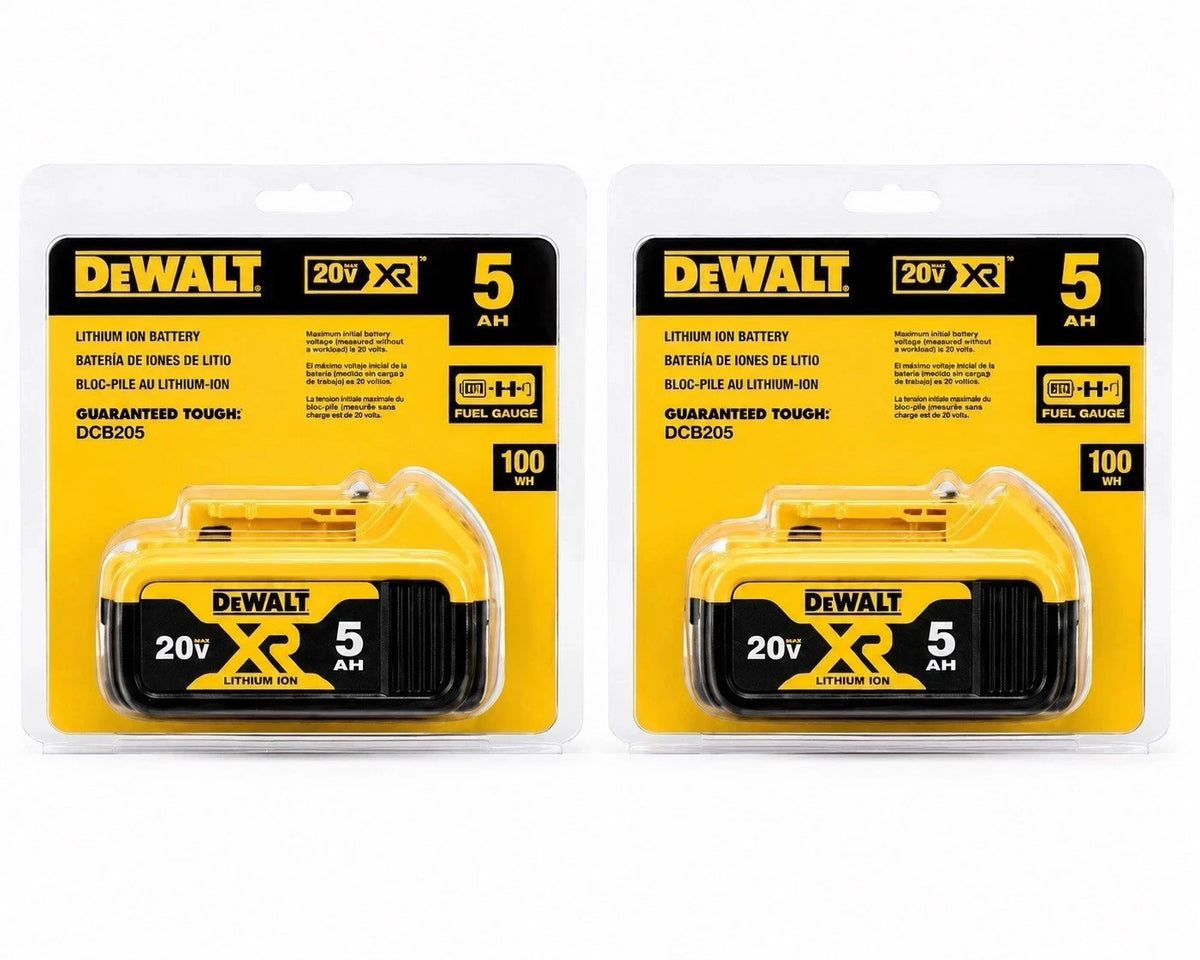 2 Pack DEWALT DCB205-2 20V Max XR 5.0Ah Lithium-Ion Batteries NEW!