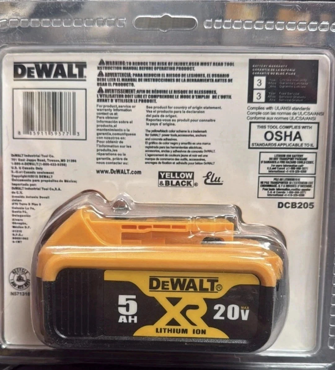 2 Pack DEWALT DCB205-2 20V Max XR 5.0Ah Lithium-Ion Batteries NEW!