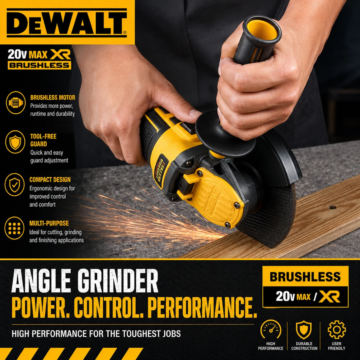 DCG409 XR 20V Cordless Brushless Angle Grinder 5" 125mm Tool Only