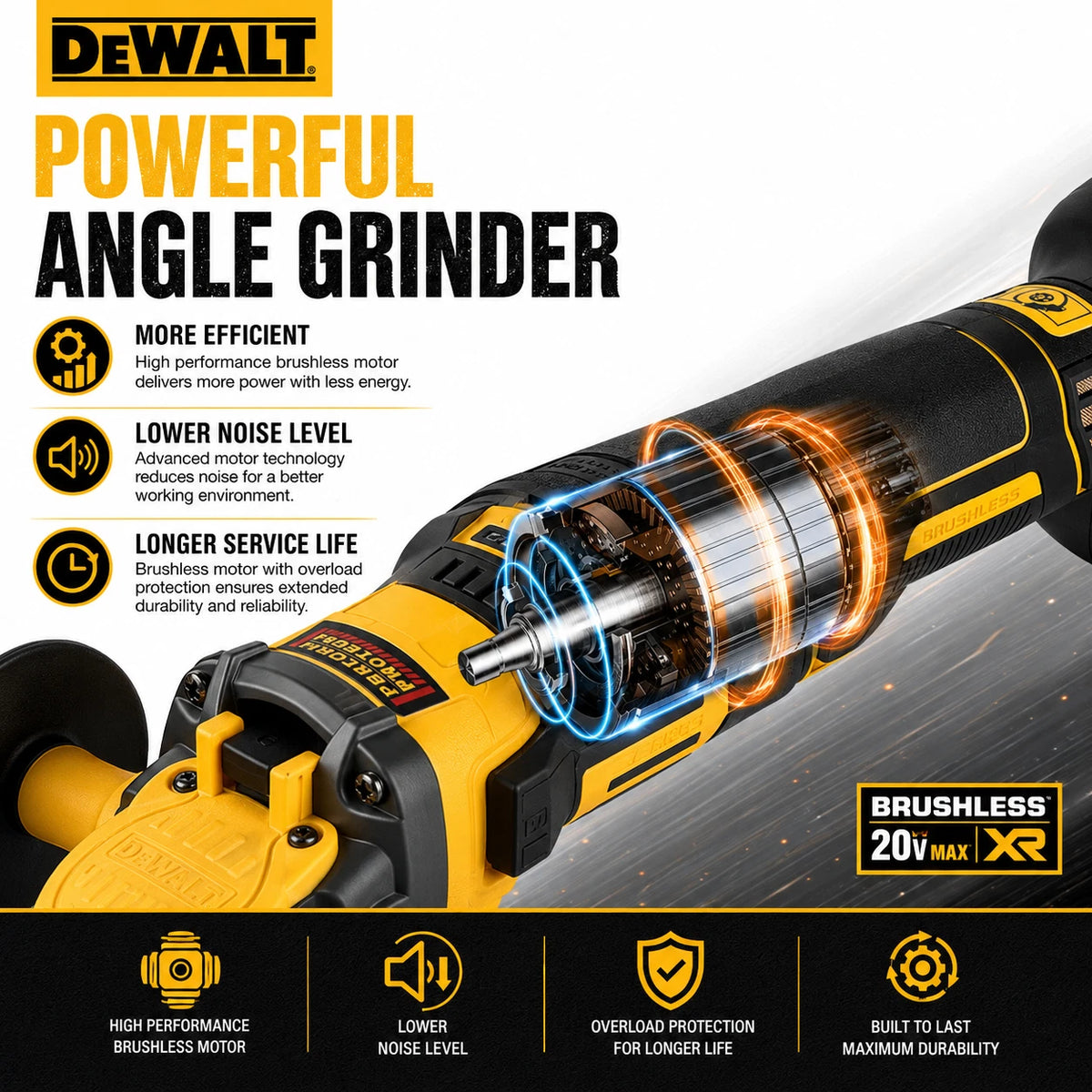 DCG409 XR 20V Cordless Brushless Angle Grinder 5" 125mm Tool Only