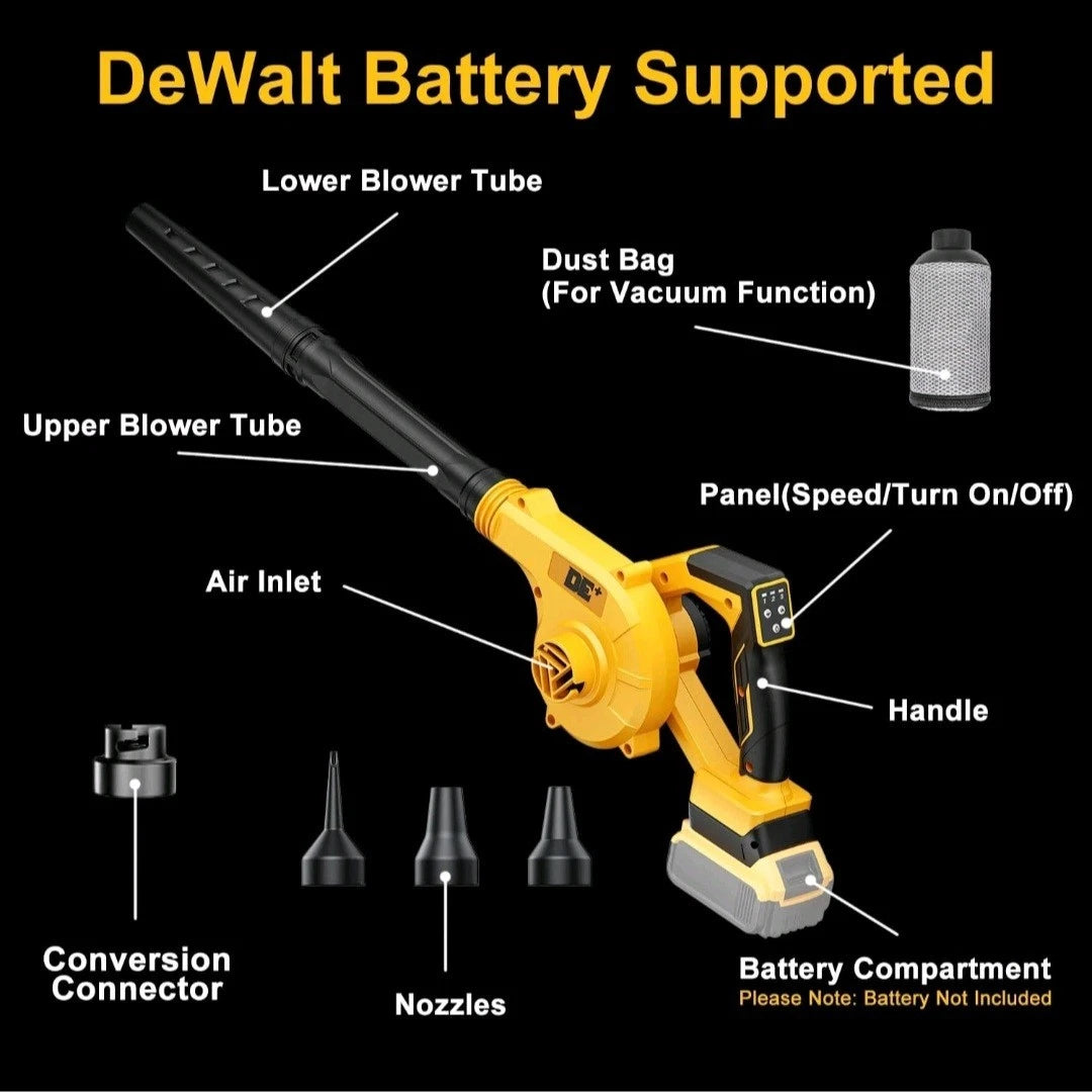 Electric Leaf Blower Cordless for Dewalt 20V Battery, 4 in 1 Blower, 3 Speed NEW